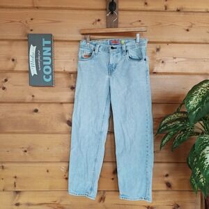 Empyre Relax Light Wash Straight Loose Wide Leg Jean Ankle Crop Sz 25(28") X 25"